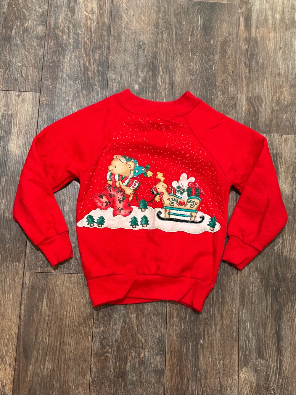Spencer's Vintage Handmade appliqué Puff Paint 89s 90s Red Holiday Sweatshirt